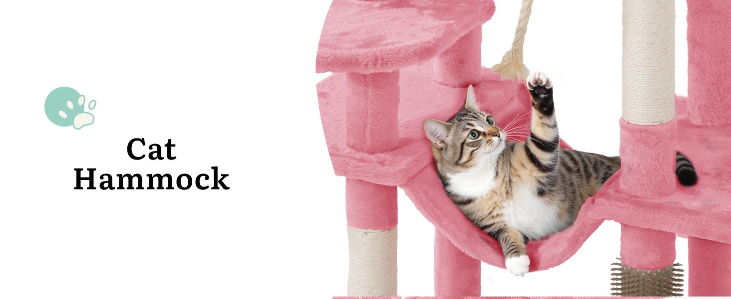 Котячий комплекс YITAHOME для великих котів з подряпальниками, будиночком та платформами, 157 см, рожевий