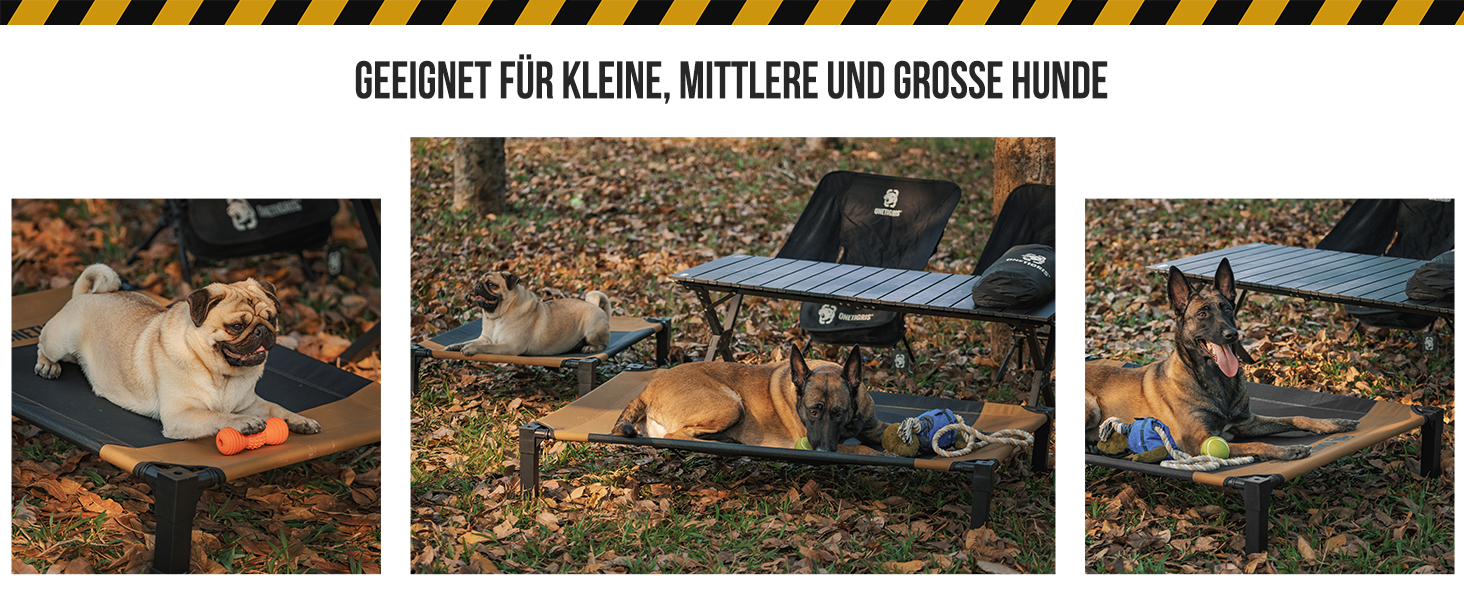 OneTigris лежанка для собак, піднята лежанка 130x91 см, висота 23 см, проста збірка, дихаюча, довговічна, легко миється, підходить для дому, двору, вулиці - коричнева L