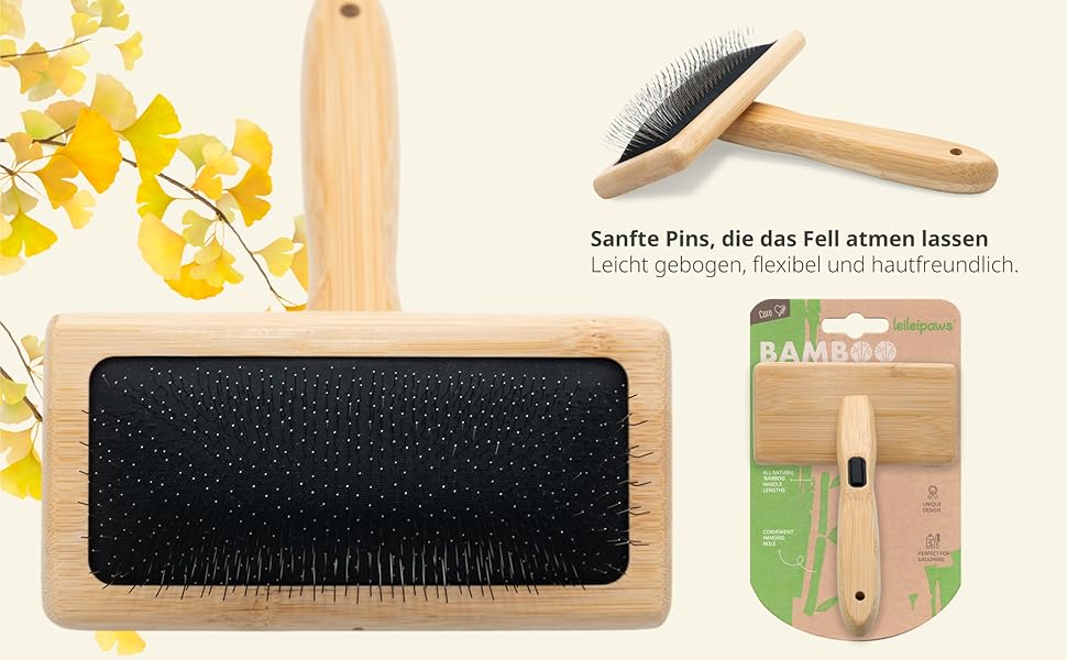 Дерев'яна щітка для собак та котів з довгою та короткою шерстю, для догляду за шерстю, вичісувальна щітка проти підшерстка та ковтунів, ручна щітка для собак з неслизькою ручкою, м'який догляд