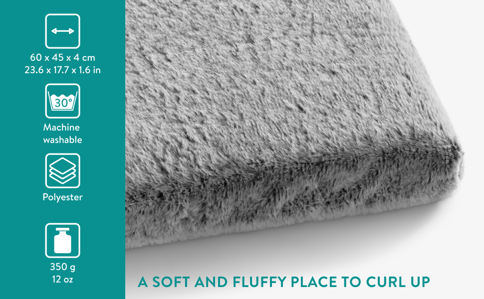 Navaris Тепла ковдра для котів та собак - 60x45x4 см. М'яка, знімний чохол, білий/сірий