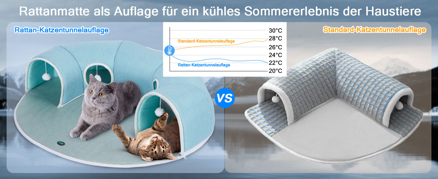 Туннель для котів Ownpets з ліжком, килимком-охолоджувачем та іграшкою, діаметр 25 см