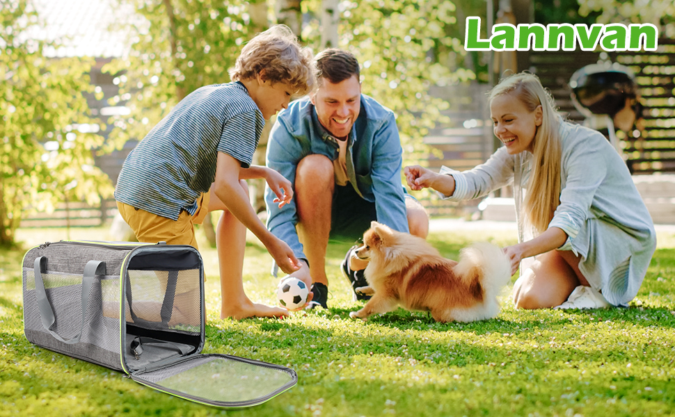 Транспортний бокс для котів Lannvan, до 6,5 кг, чорний (45x30x30 см)