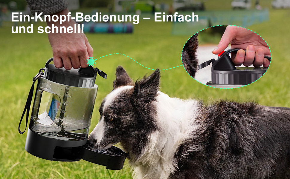 Водяна пляшка для собак Lesotc 2200 мл, велика, чорна – для подорожей та кемпінгу