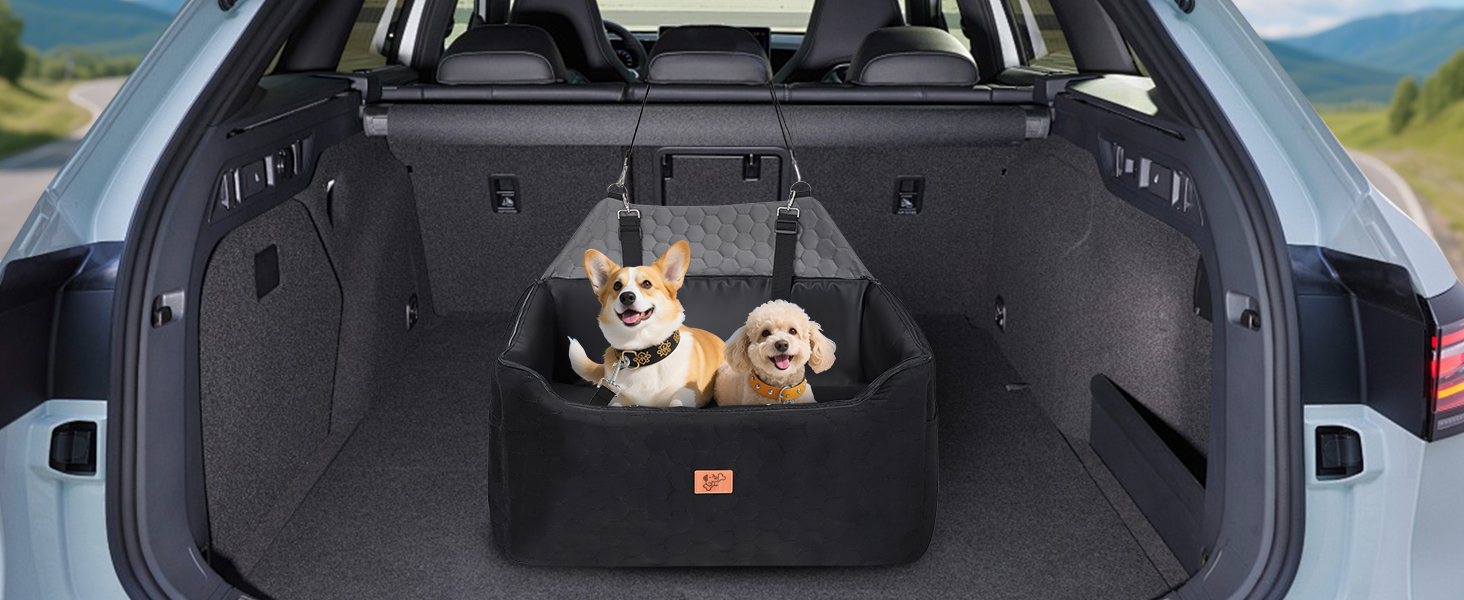 Автомобільний лежак для собак середніх та великих порід 78x55x53 см, знімний, миючий, з поводом, водонепроникний чохол, для великих собак