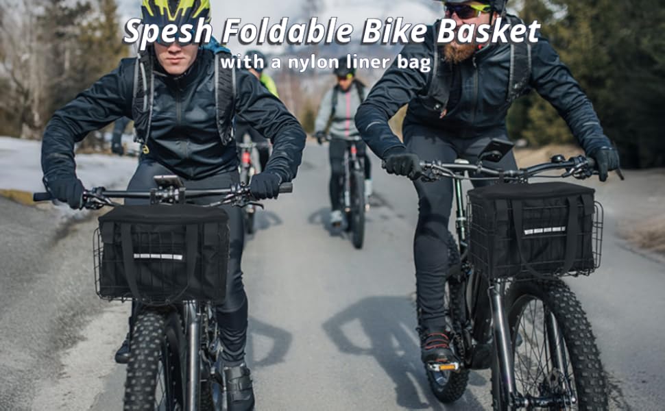 Складна корзина для велосипеда Spesh з нейлоновим внутрішнім мішком. Знімне дротяне плетіння, вантажопідйомність до 20 кг