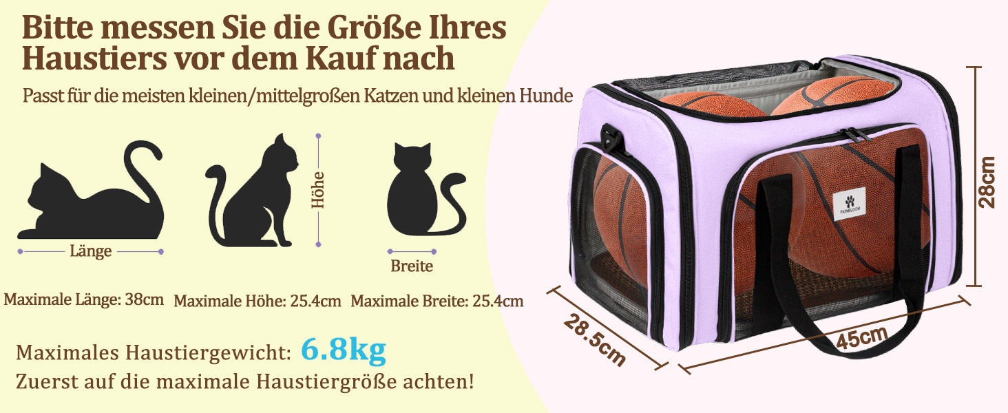 Транспортна сумка для котів та маленьких собак – складана переноска з гарною вентиляцією. Сумка-переноска з вологостійким вкладишем для безпечного транспортування до ветеринара, у подорожах та в авто (фіолетовий)