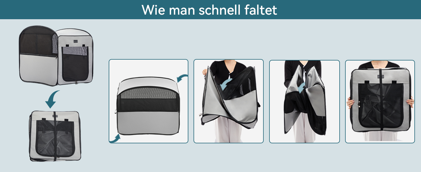 Клітка для собак Petsfit, складана, сіра, середнього розміру (68.5 x 39.5 x 56 см)