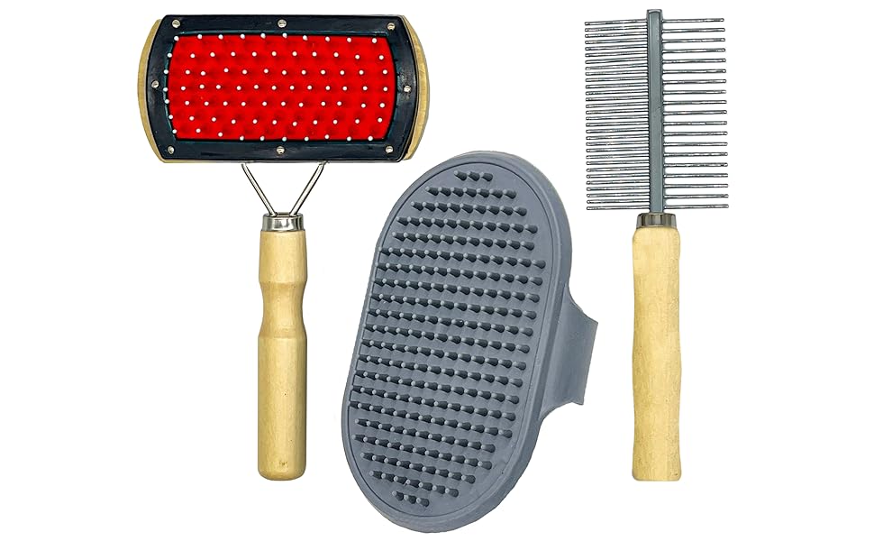 Набір щіток для собак та котів преміум-класу 3 в 1: щітка, зчесалка, гребінець | Для довгої, короткої шерсті, підшерстка