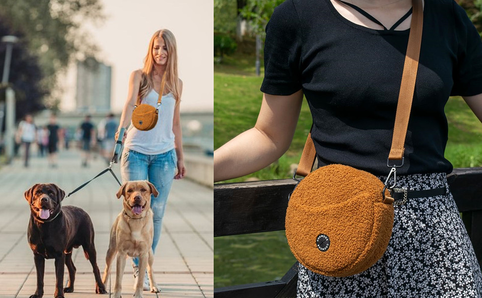 Сумка для ласощів для собак COOWONE - ідеальна для прогулянок та тренувань. Вбудований диспенсер для відходів. Колір: коричневий 2.0