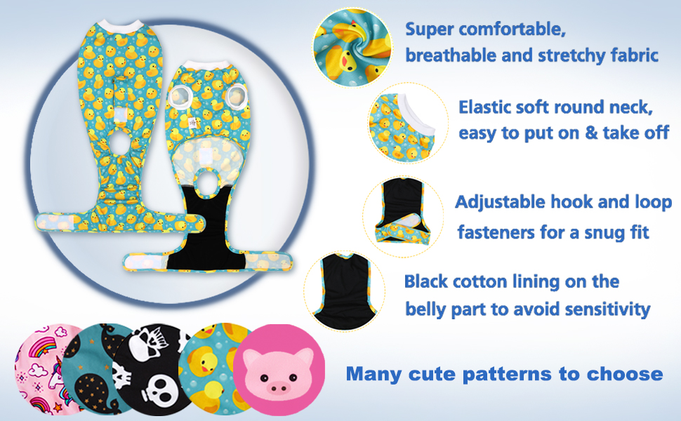 Комбінезон для собак та котів CuteBone Skulls післяопераційний, середній, для захисту ран, SSF05M-DE