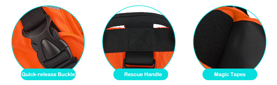 PETCUTE Жилет рятувальний для собак, регульований, з ручкою та світловідбиваючими елементами, для басейну, човнів, каное. Підходить для малих, середніх та великих собак