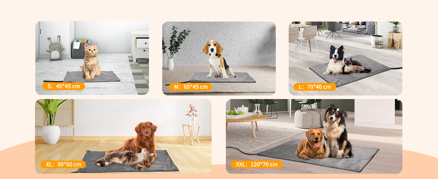 Електричний килимок для котів та собак Toozey, 45x40 см, регулювання часу та температури, безпечний, теплий, сірий