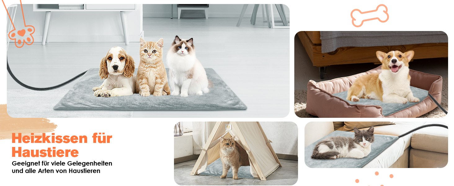 Електричний килимок для обігріву домашніх тварин (котів та собак), регульований, з таймером та температурою 30-55°C, M-45*45cm