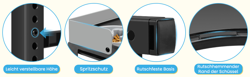 Підвищена годівниця для собак Zivacate, 6 рівнів регулювання висоти та нахилу, годівниця-станція, 2 миски з нержавіючої сталі, 1 миска для уповільнення годування, антиковзна, для середніх та великих собак