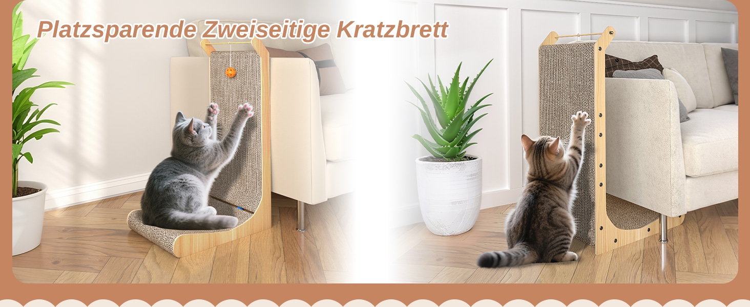 Кігтеточка для котів Dogat L-подібна, 68 см, з м'ячиком, захист меблів, картон