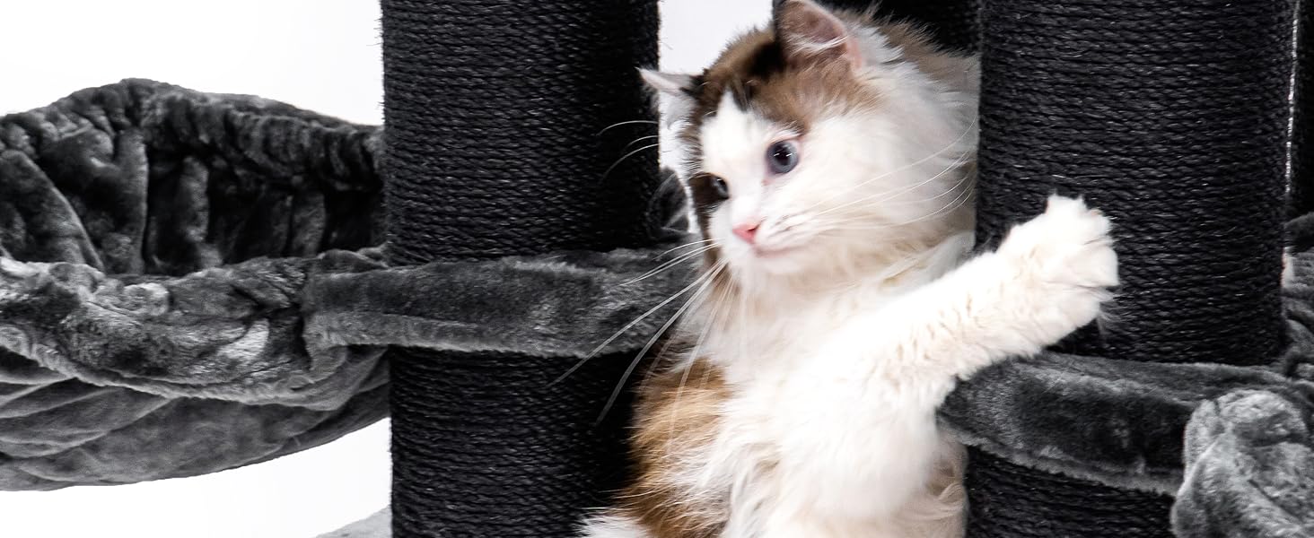 Драбина для котів Petrebels Skyline XXL, 186 см, чорна. Підходить для великих котів, таких як Мейн-кун