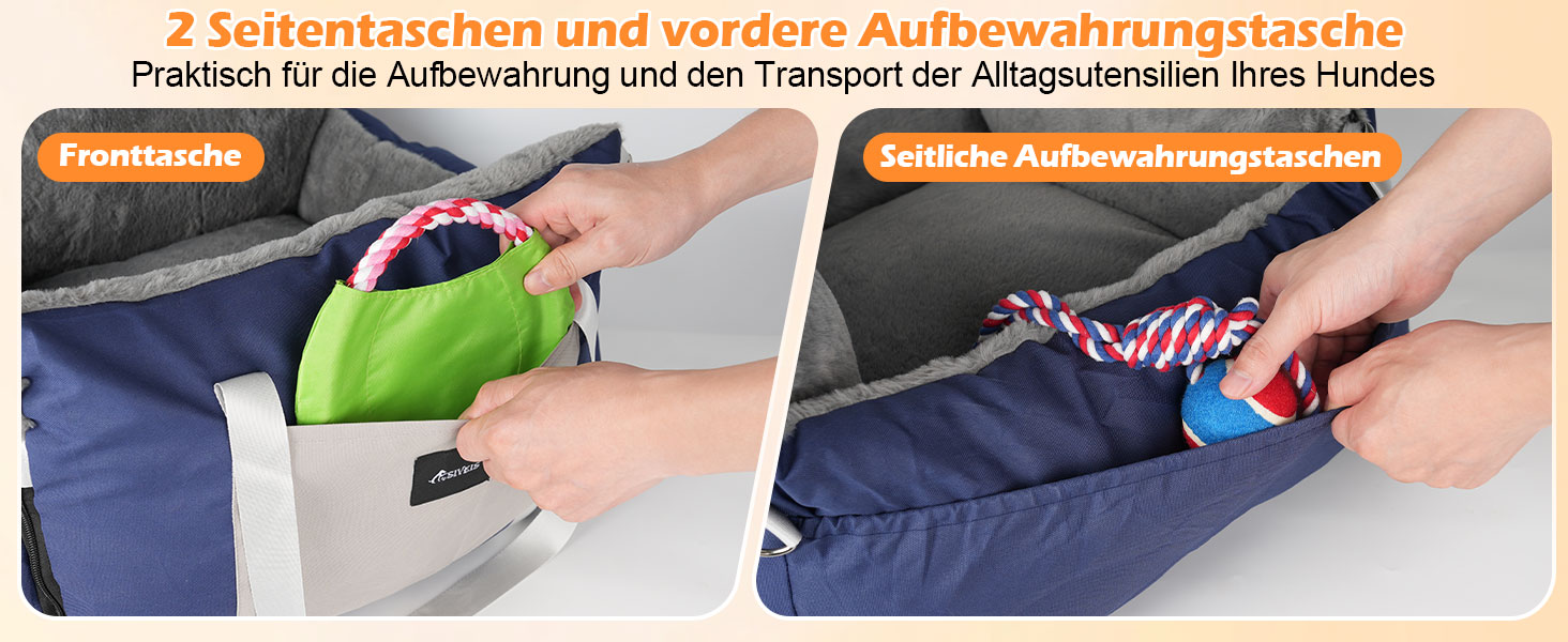 Автомобільний лежак для собак 3-в-1 - переносна ліжко для маленьких собак, з м'яким килимком, для переднього або заднього сидіння, внутрішнє та зовнішнє використання (04-Блакитний)