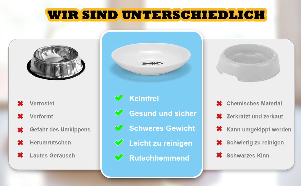 Набір мисок для котів з кераміки (3 шт.) з антиковзними килимками - Katzennapf