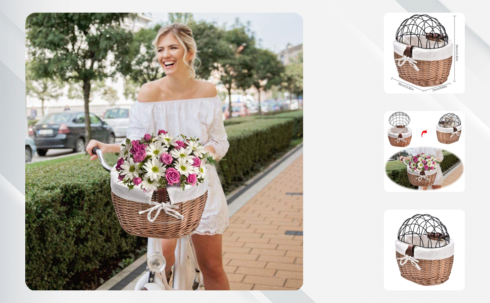 Кошик для велосипеда KKPLZZ для собак, знімний, з дроту, захисний, плетіння, переносна сумка для тварин, собак, цуценят