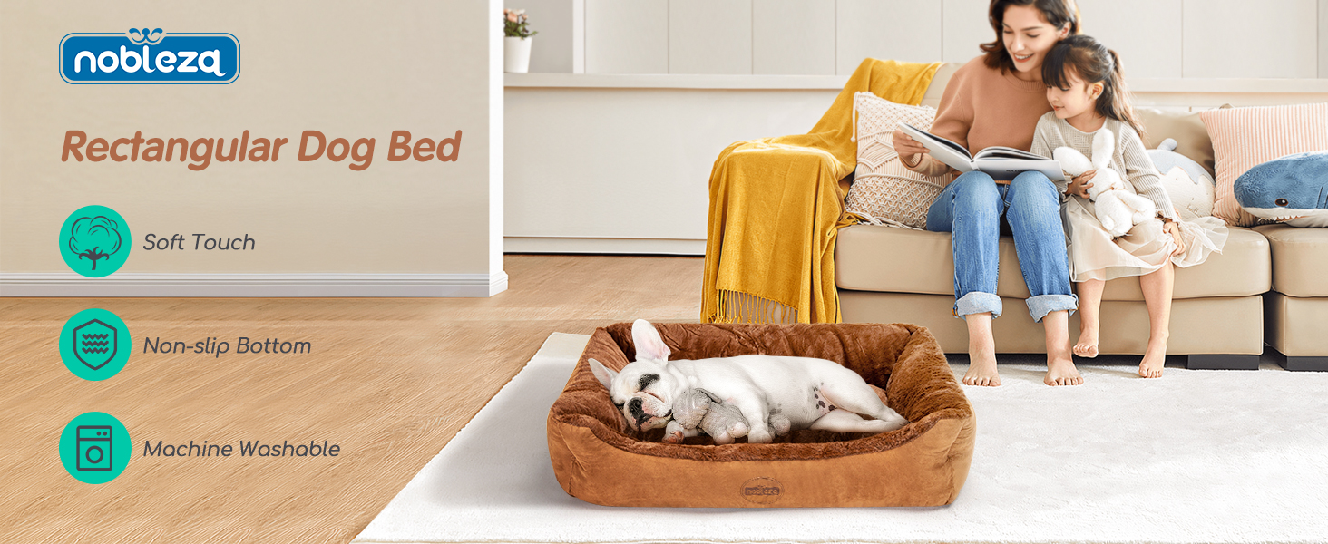 Ортопедичне ліжко для собак Nobleza, великі породи, XL, 110x75x20 см, коричневе, м'яке, антиковзаюче