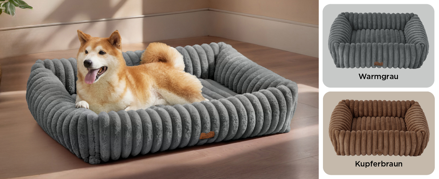 Крісло-лежанка для собак великих порід BEDSURE - ортопедичне, з м'яким флісовим покриттям, 109x76x20 см, коричневе