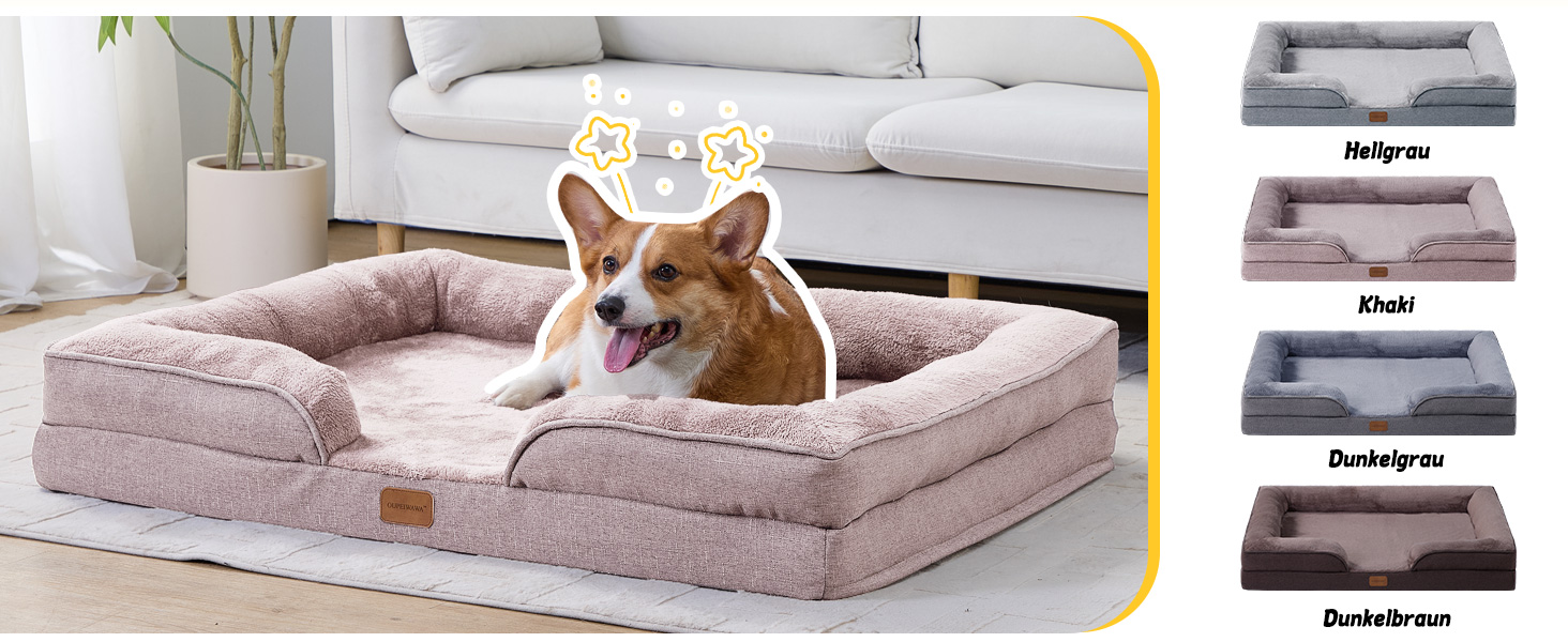 Ортопедичне ліжко для собак середніх та великих порід 109x84x21 см, високощільна губка, знімний водонепроникний чохол, комфортне, антиковзаюче (Хакі, XL)