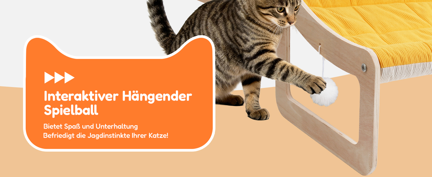 BSWAY Підвищене ліжко-софа для котів з дерева, сонячно-жовтий колір, 53x40 см, стильний котячий стільчик з знімним чохлом для матраца, до 15 кг