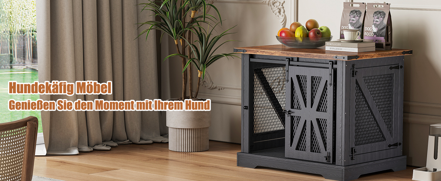 Клітка для собак, 73 см, дерев'яна будка для собак, чорна, міцна конструкція, захист від укусів, розмір 73x51x60 см