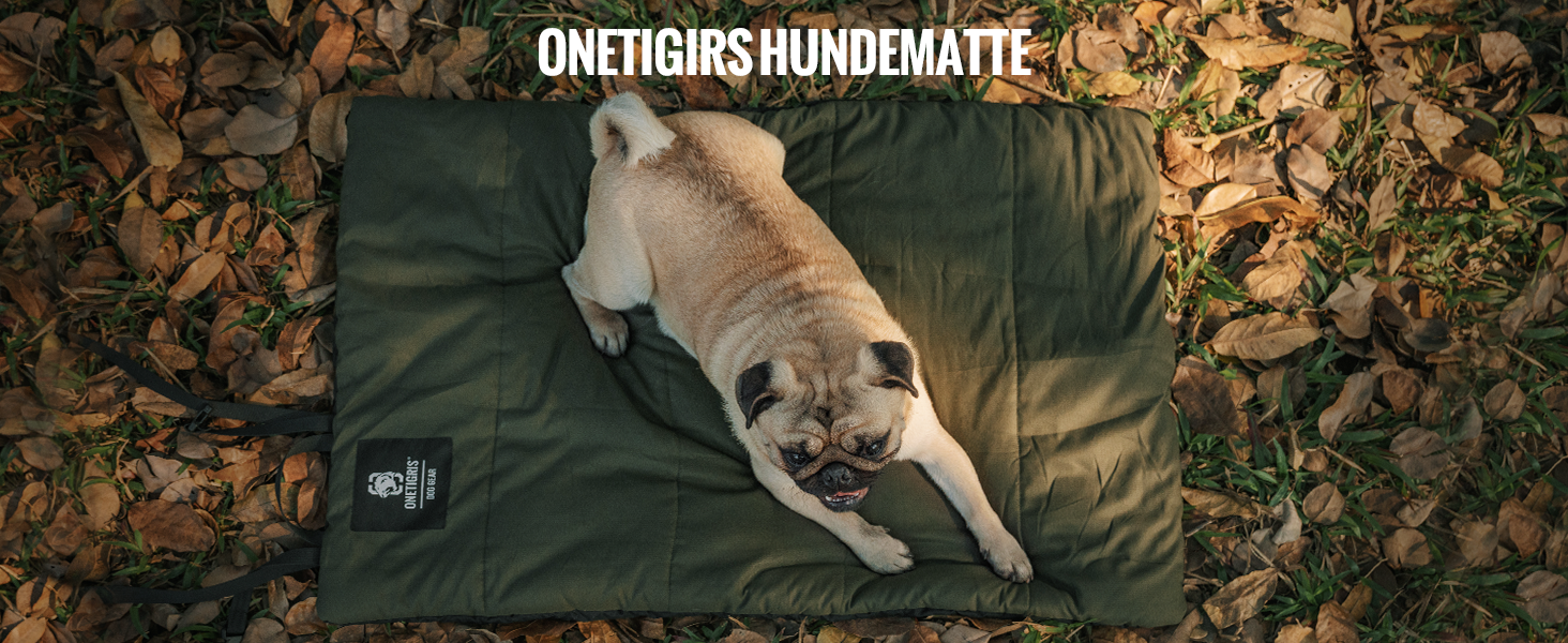 OneTigris килимок для собак 130 x 85 см, водонепроникний, м'який, для подорожей, кемпінгу, відпочинку на вулиці - оливковий, L 130 x 85 x 2 см