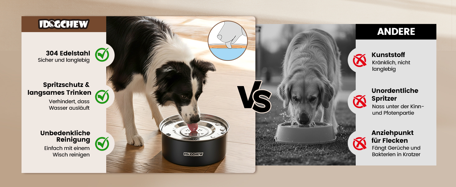 Миска для собак IDOGCHEW 3L з нержавіючої сталі, проти проливання, з антиковзним дном, чорна