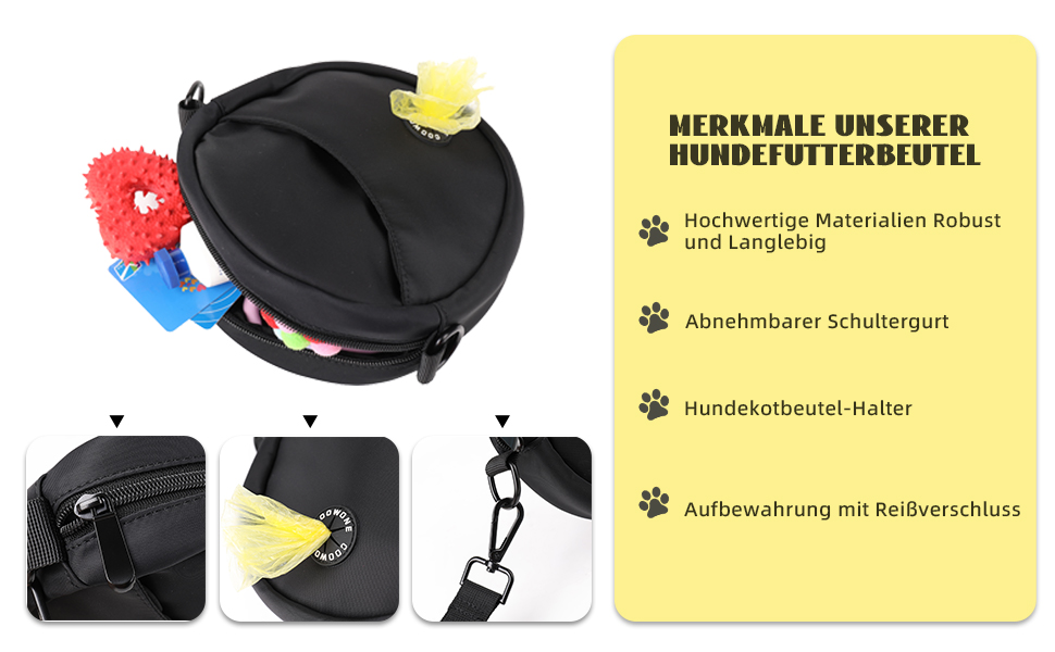 Сумка для ласощів для собак, велика місткість, з дозатором для пакетів, Leckerlibeutel
