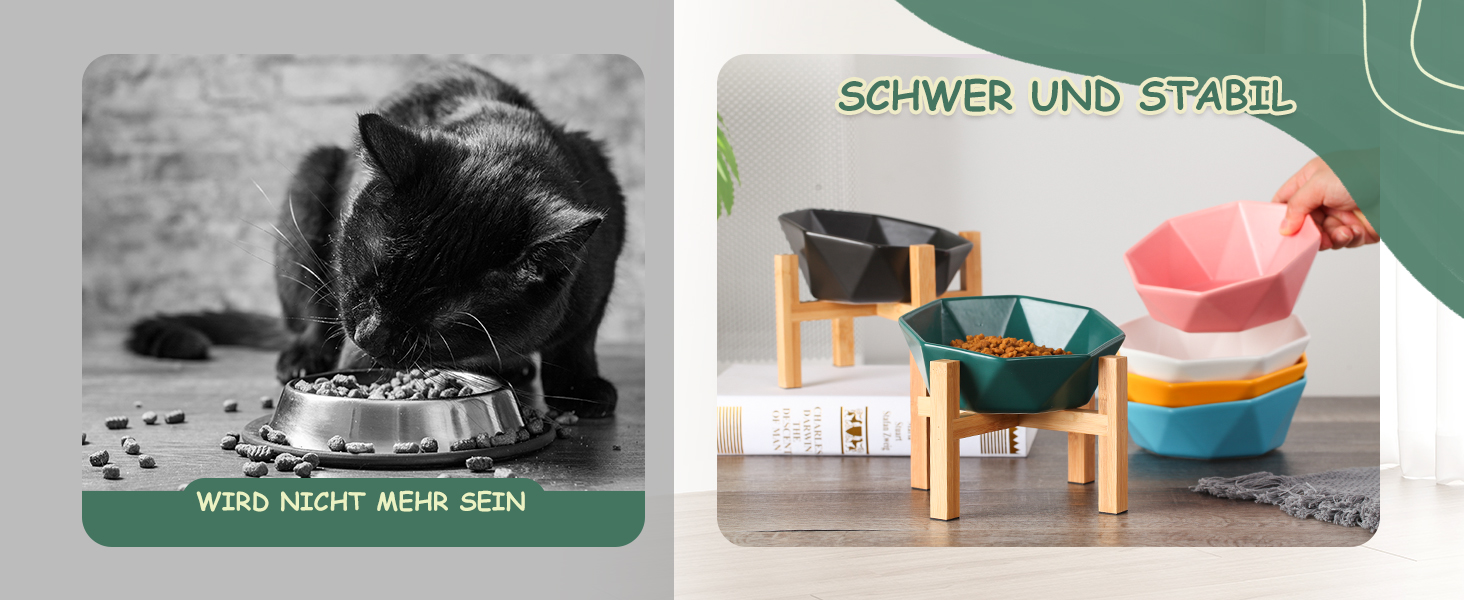 Керамічна годівниця для котів та собак на підставці, нахилена, зелена - 1 шт.