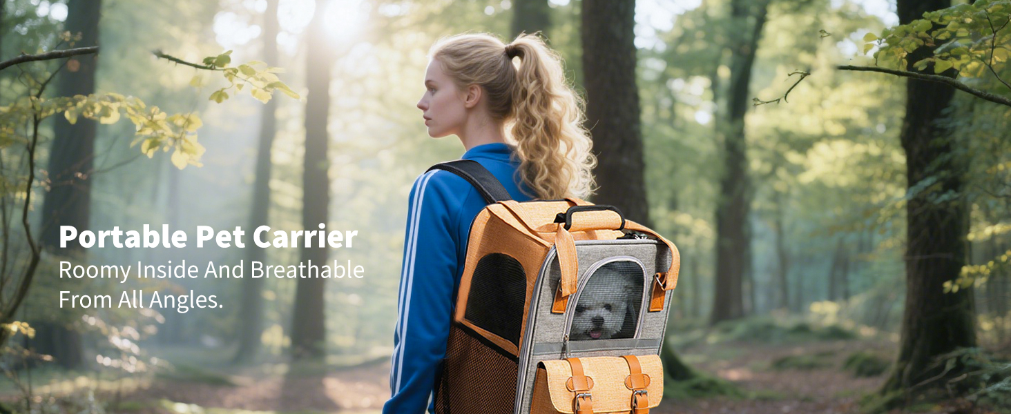 Рюкзак для собак та котів PETCUTE, дихаючий, для маленьких тварин, з відбиваючим ременем, складний, знімний килимок, внутрішній ремінь безпеки, для прогулянок, жовтий