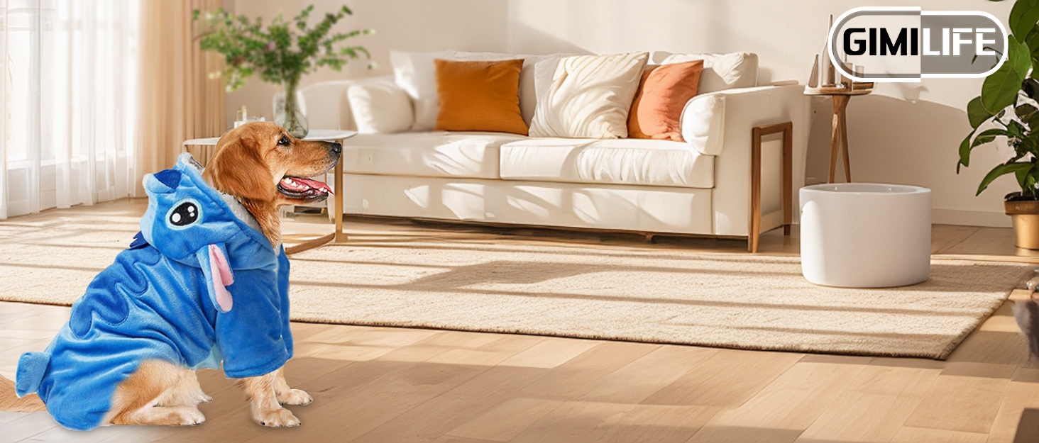 Костюм для домашніх тварин Gimilife: теплий халат-піжама для собак та котів, S (вага 3-7 кг, обхват грудей 44 см)