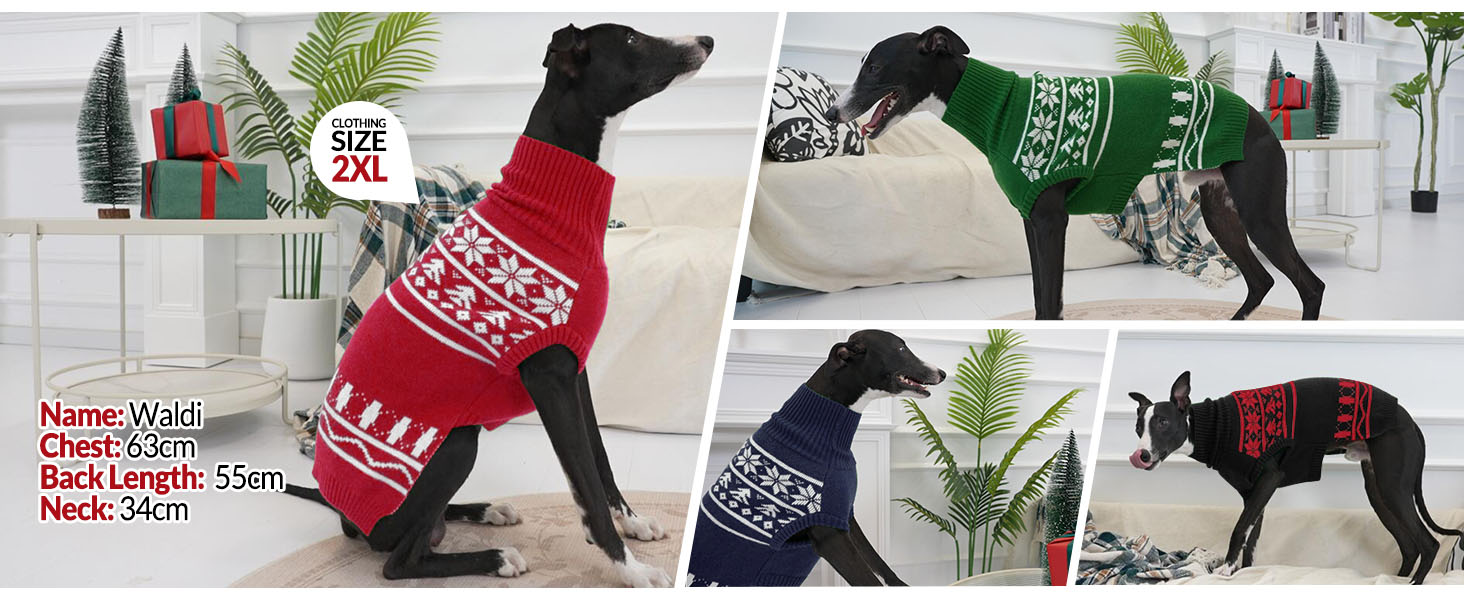 Пуловер для собак на Різдво, великі породи, з рожевим горлом, з малюнком сніжинок, для собак, різдвяний костюм, L, обхват грудей 53 см, червоний