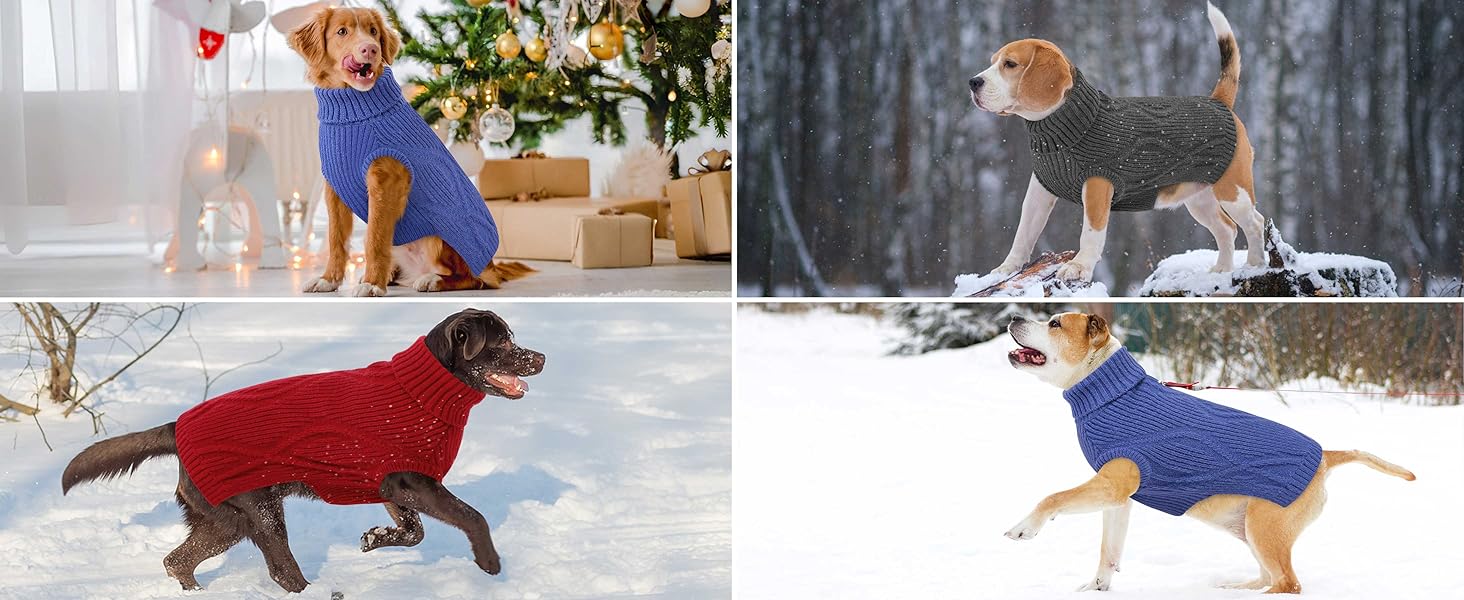 Теплий та м'який пуловер для собак Queenmore | Turtleneck для Corgi, Beagle, Французького бульдога, Шнауцера, Такси | Розмір L, Колір блакитний