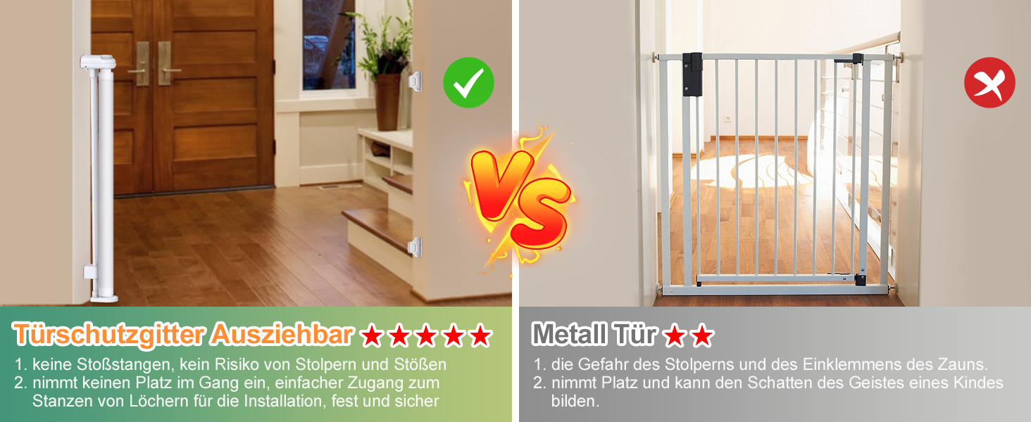 Розсувна захисна сітка для дитини та собаки, 400 см, біла. Захист для сходів/коридору/інтер'єру/екстер'єру. Висота 105 см, ширина 300 см.