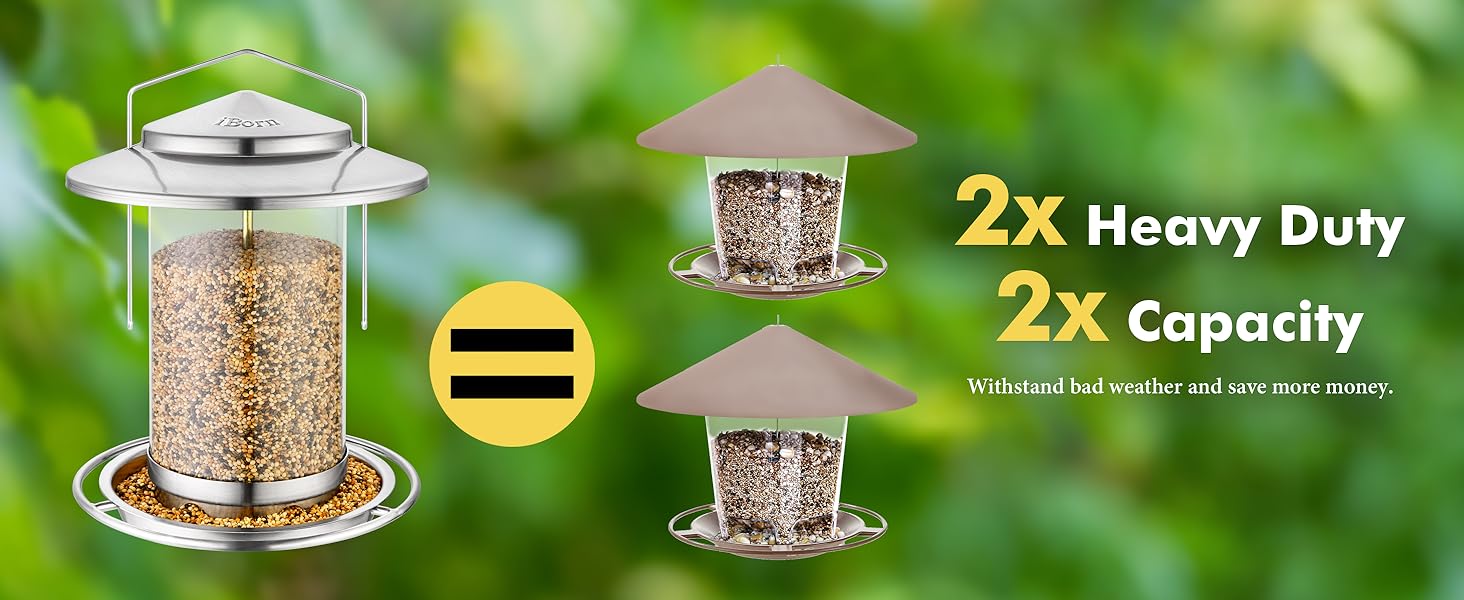 Годівниця для птахів iBorn, Металева годівниця-будиночок, Зелений колір, 18 см, для цілорічного годування, 6 отворів