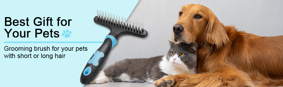 Гребінець для видалення підшерстка у собак, щітка для собак, гребінець для видалення ковтунів, для собак, котів, догляд за тваринами, синій