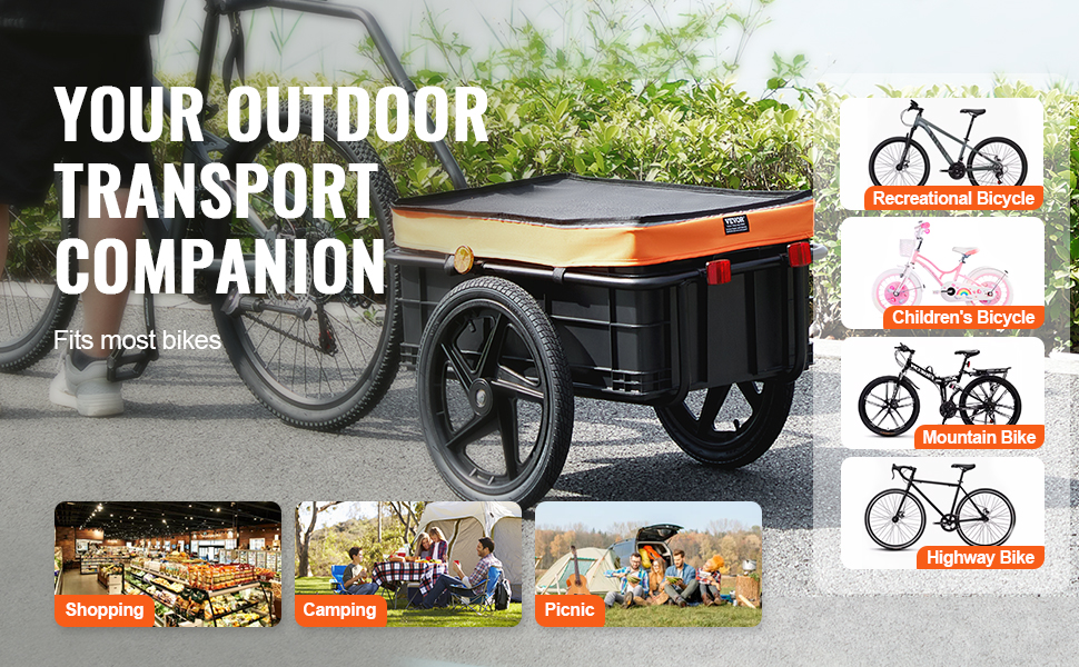 Фаркоп для велосипеда VEVOR, вантажопідйомність 88/100/72,6 кг, складаний, компактний, універсальний (40 кг)