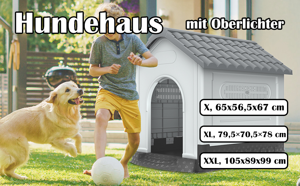 NAIZY Будинок для собак з дахом-люком, 80x71 см, PP, для внутрішнього та зовнішнього використання, зимостійкий, вентильований, XL