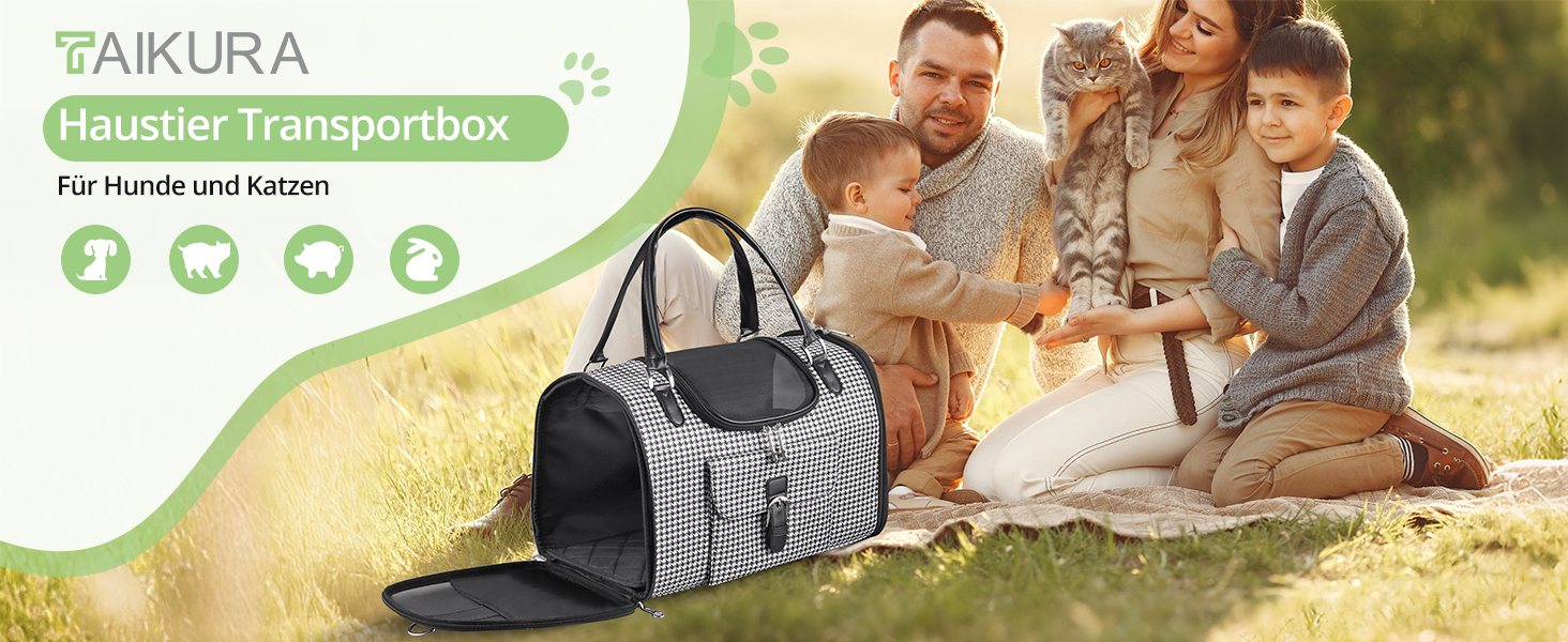 Транспортна сумка для собак та котів TAIKURA, переноска для тварин, дихаюча, з плечовим ременем та кишенями, до 5 кг (40x26x20 см)