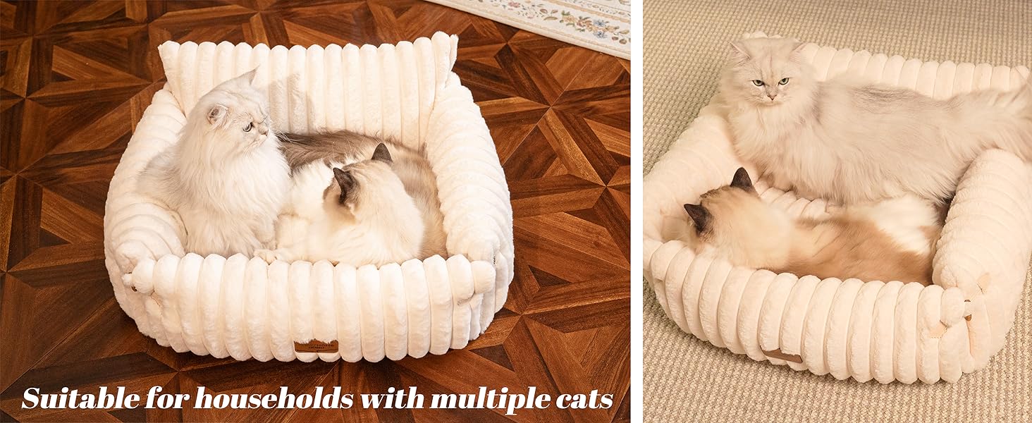 Софа для котів CheerPals Extended Katze – велике м'яке ліжко для котів та маленьких собак знімний, зручний дизайн, 63 x 55–66 см