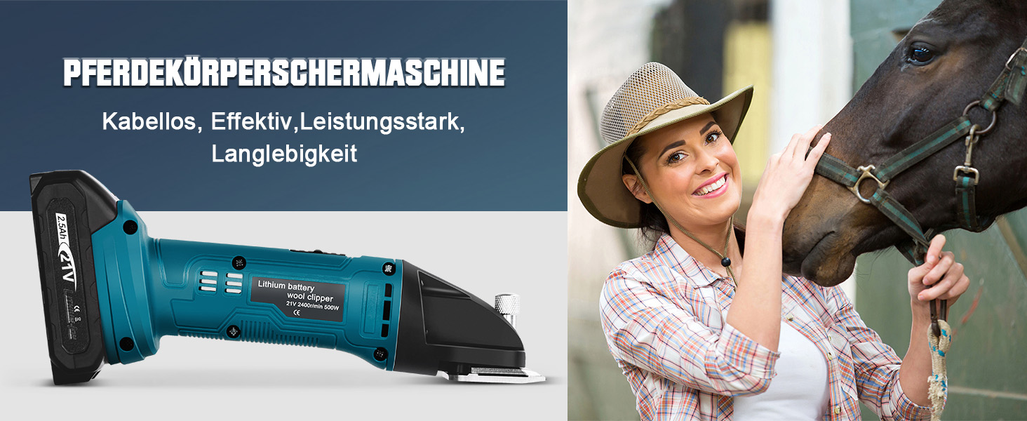 Акумуляторна машинка для стрижки коней, 500W, 6 швидкостей, професійна, сумісна з Makita 18V