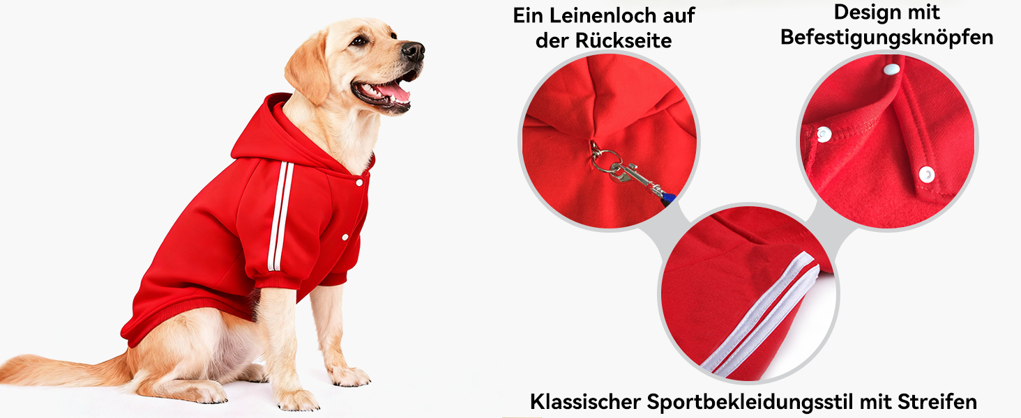 Теплий пуловер для собак NAMSAN, зимовий одяг для великих собак, червоний, худі, 4XL