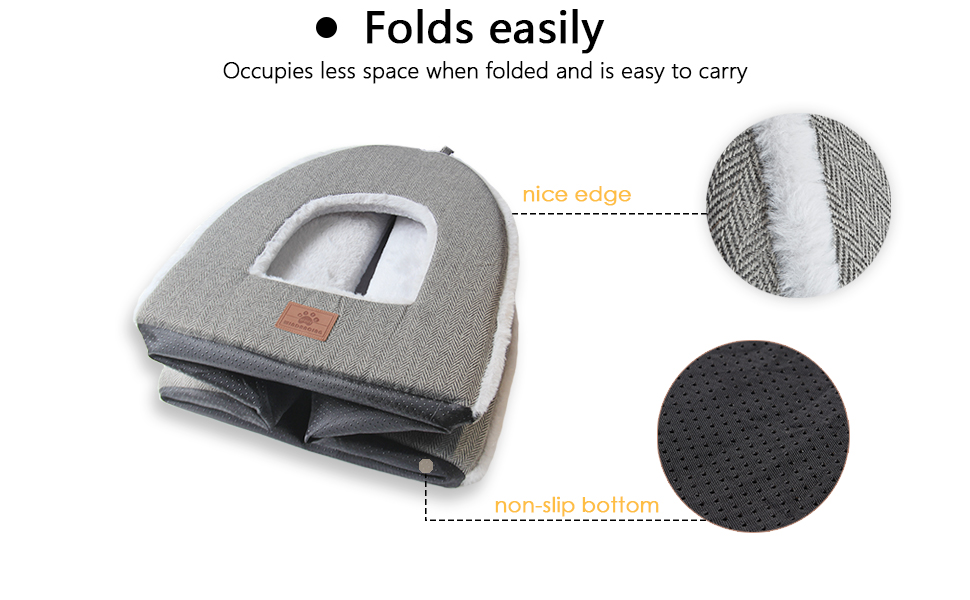 Квіткове ліжко для котів, складана хатинка, будиночок для котів з пральним подушками, ліжко для кошенят, маленьких домашніх тварин, котяче намету, м'яке та тепле котяче ліжко для дому, Сірий M(38 x 15 x 15 см)