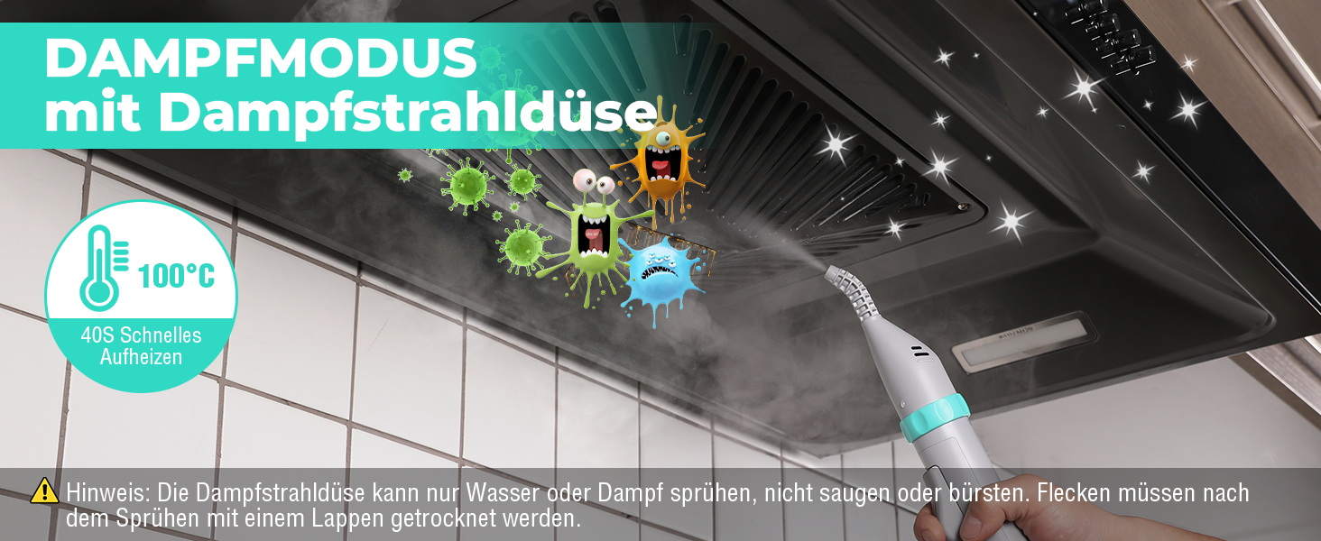 миюча пилосос з паровою функцією HAUSHOF StainZapper Vapo, для килимів, диванів, авто, з підігрівом води та високою температурою пари, з миючим засобом