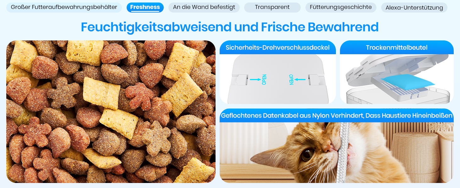 Автомат годування котів Frienhund з 2 мисками та APP: Wi-Fi, повільний дозування, 7л, для 2 котів, з Alexa, білий