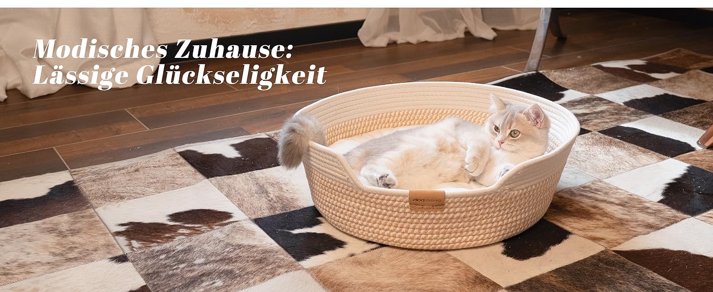 Килимок для котів CheerPals з подушкою, 47 см, бавовняне плетене ліжко, для сну, універсальний, підходить для всіх котів