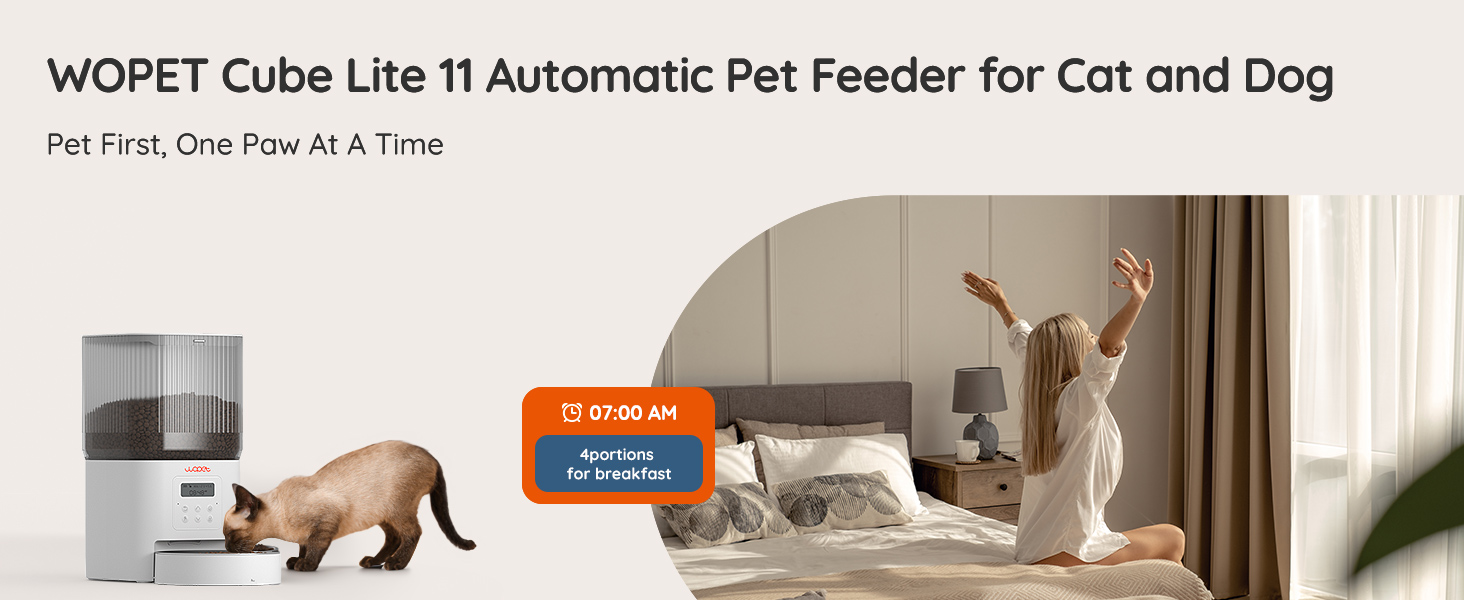 Автоматичний кормушка для котів WOPET 4L: програмування, 180 днів роботи, сталева миска, білий колір